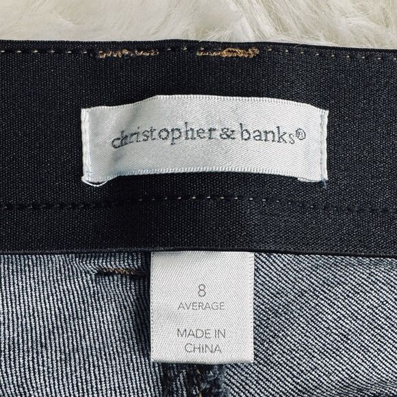 Christopher & Banks Slim Straight Jeans 8 (31x29.5) Dark Wash Blue Stretch Women - Picture 4 of 9